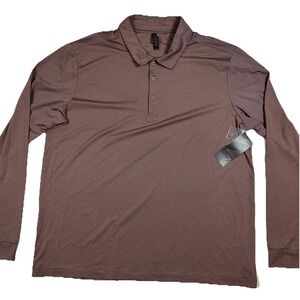 NWT‎ Zella Performance Long Sleeve Polo Purple Moon Men's XL Pinstripe